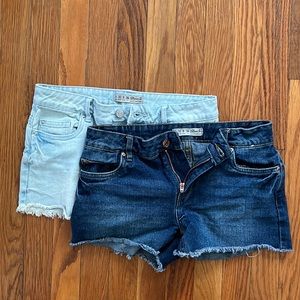 two jean shorts